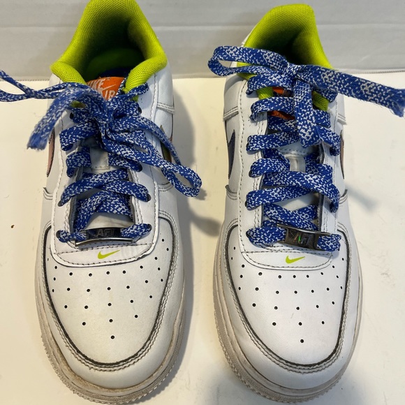 Nike Other - Nike Big Kid's Air Force 1 LV8 White/Multi-Color-Medium Blue (DQ7767 100)